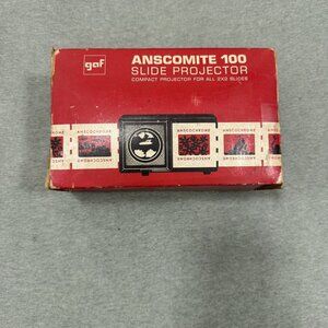 GAF Anscomite 100 Compact Slide Projector 2x2 Slides w/ Original Box & Bulb